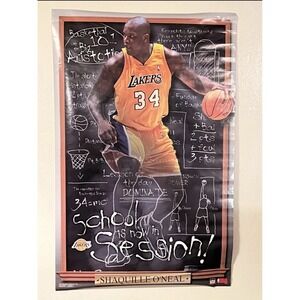 Vintage 2001 Starline Shaquille O'Neal Lakers Poster School Is Now In Session